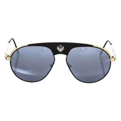 Frankie Morello Black Metallic Fiber Men Sunglasses