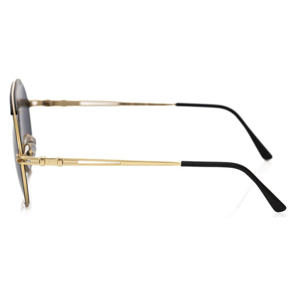 Frankie Morello Black Metallic Fiber Men Sunglasses