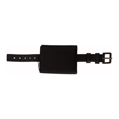 Dolce & Gabbana Black Leather Trifold Purse Belt Strap Multi Kit Wallet