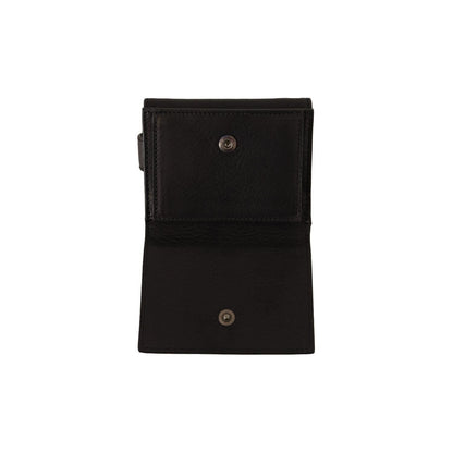 Dolce & Gabbana Black Leather Trifold Purse Belt Strap Multi Kit Wallet