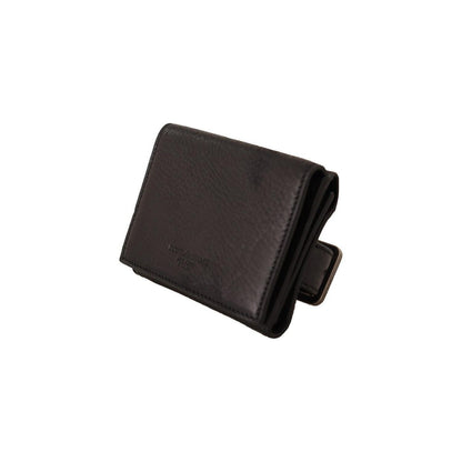 Dolce & Gabbana Black Leather Trifold Purse Belt Strap Multi Kit Wallet