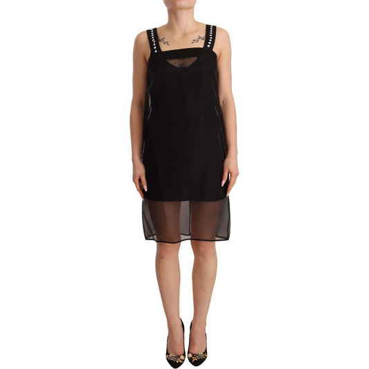 Dolce & Gabbana Black Silk Stretch Crystal Sheath Mini Dress