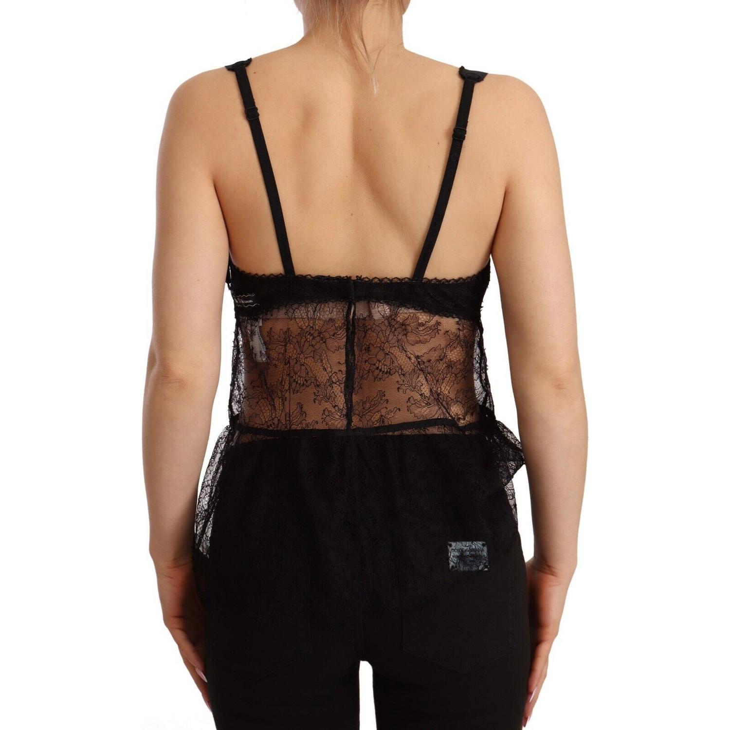 قميص داخلي أنيق من الحرير الأسود من دولتشي آند غابانا