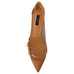 Dolce & Gabbana Peach Mesh Leather Chains Heels Pumps Shoes