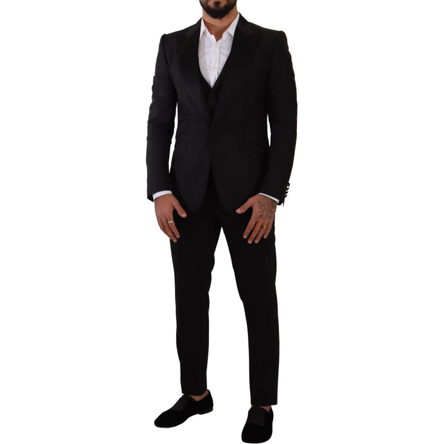 Dolce & Gabbana Black Slim Fit 2 Piece SICILIA Blazer