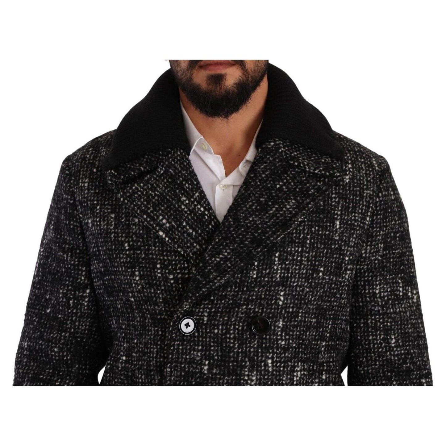Dolce & Gabbana Black Wool Double Breasted Coat Men Jacket