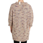PINK MEMORIES Beige Oversized V-Neck Knitted Sweater PINK MEMORIES Rosy Brown