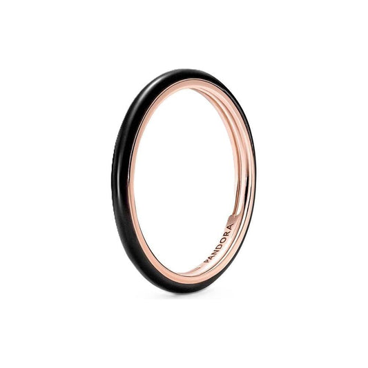 PANDORA JEWELS Mod. BLACK ENAMEL - RING - Size 52