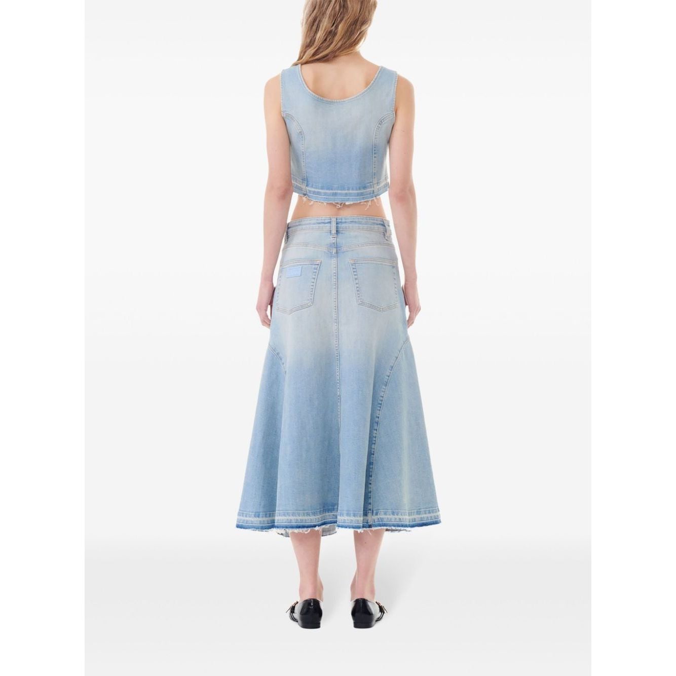 Ganni Flared denim skirt