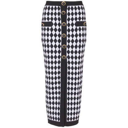 Balmain Diamond-intarsia knitted midi skirt