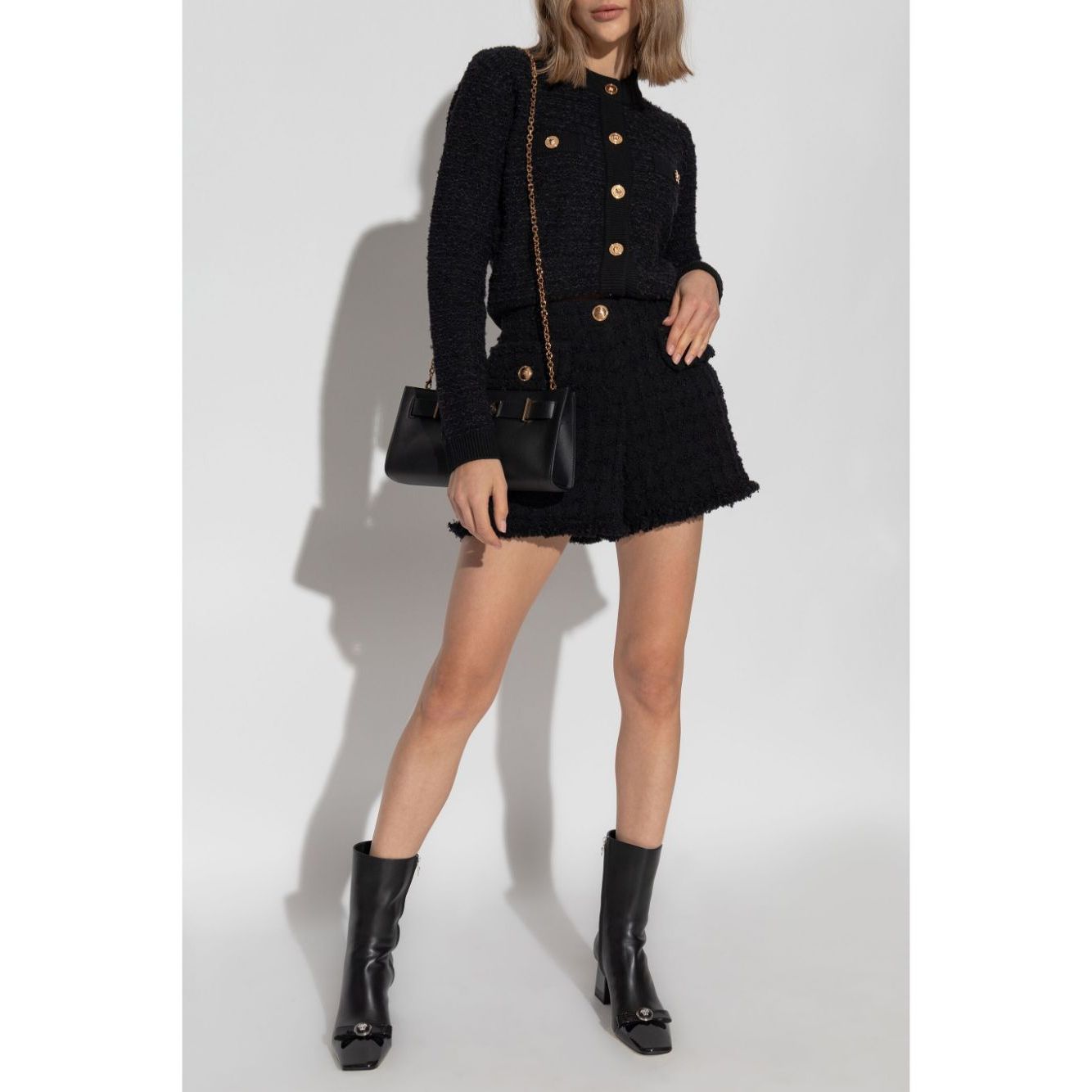 Versace Heritage tweed mini shorts