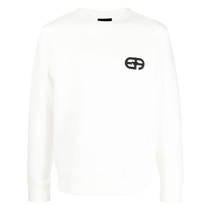 Emporio Armani Double-jersey sweatshirt with embossed embroidered EA logo Topwear