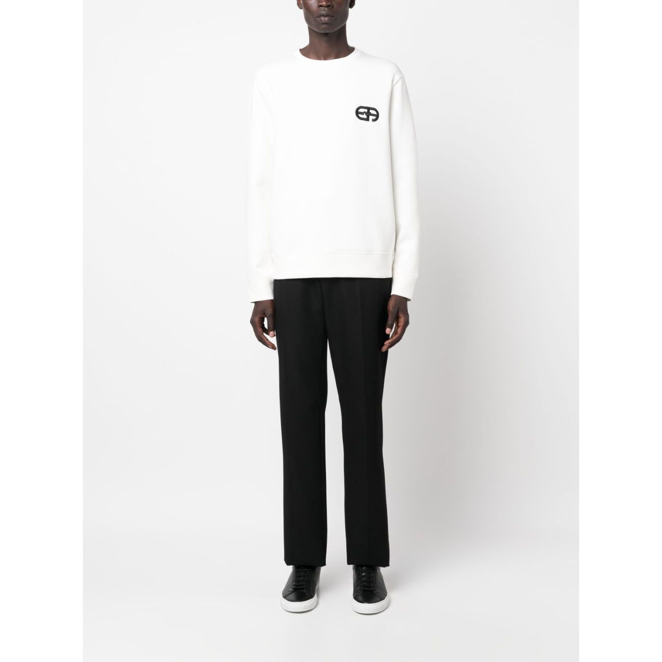 Emporio Armani Double-jersey sweatshirt with embossed embroidered EA logo Topwear