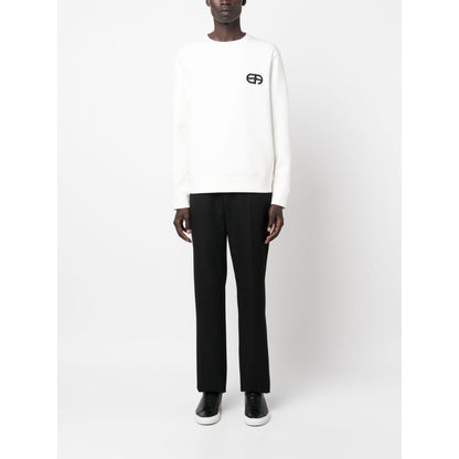 Emporio Armani Double-jersey sweatshirt with embossed embroidered EA logo Topwear