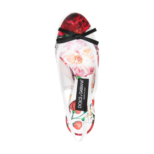 Dolce & Gabbana Floral Printed Satin Slingbacks Medium Heel Dolce & Gabbana Dark Slate Gray