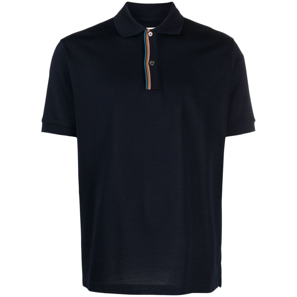 PS By Paul Smith T-shirts and Polos Blue rainbow-stripe cotton polo shirt with navy blue color and polo collar.