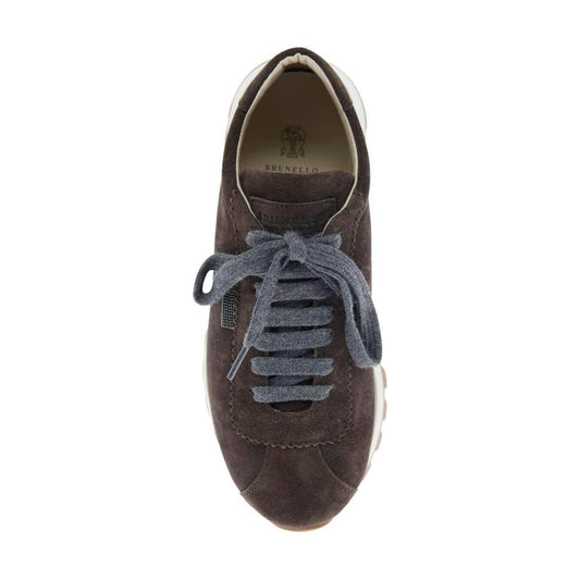 Brunello Cucinelli Suede runners with shiny tab