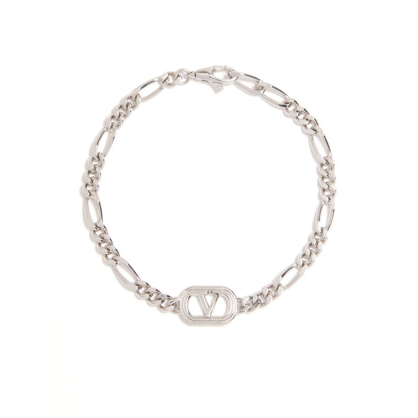 Valentino Garavani Ovalette Bracelet with silver-tone curb chain and VLogo Signature detail.