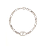 Valentino Garavani Ovalette Bracelet with silver-tone curb chain and VLogo Signature detail.