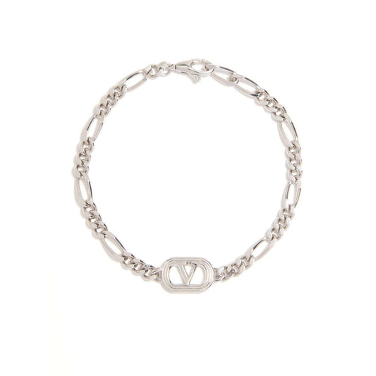 Valentino Garavani Ovalette Bracelet with silver-tone curb chain and VLogo Signature detail.
