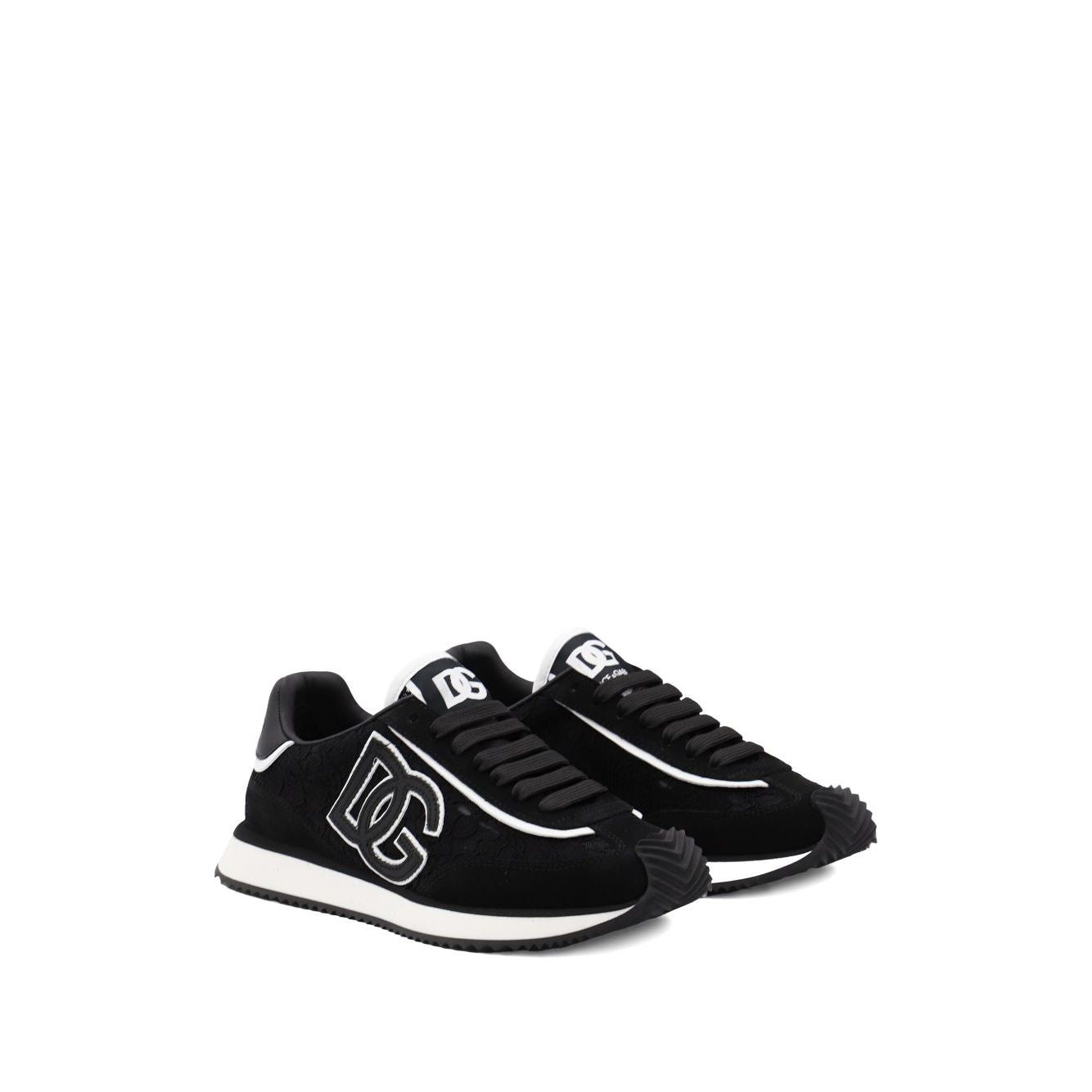 Dolce & Gabbana Sneakers Black with branded heel counter and logo patch. Front lace-up and rubber sole DG Cushion sneakers.