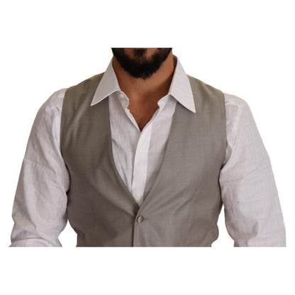 Dolce & Gabbana Beige Wool Single Breasted Waistcoat Vest