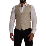 Dolce & Gabbana Beige Cotton Silk Slim Fit Waistcoat Vest TSH7651 - 48