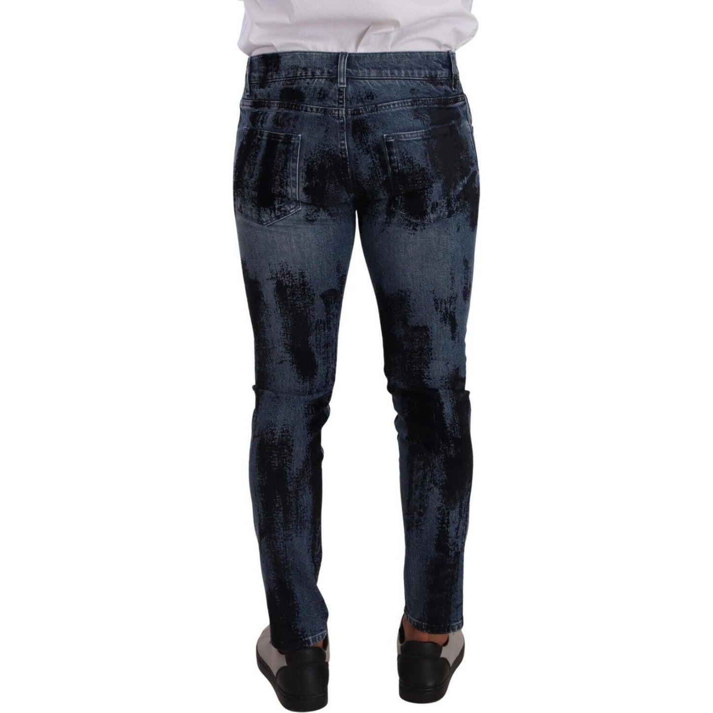 Dolce & Gabbana Blue Black Cotton Skinny Denim Jeans