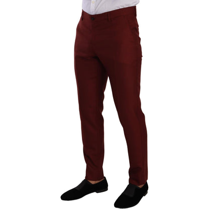 Dolce & Gabbana Red Cashmere Silk Dress Men Trouser Pants