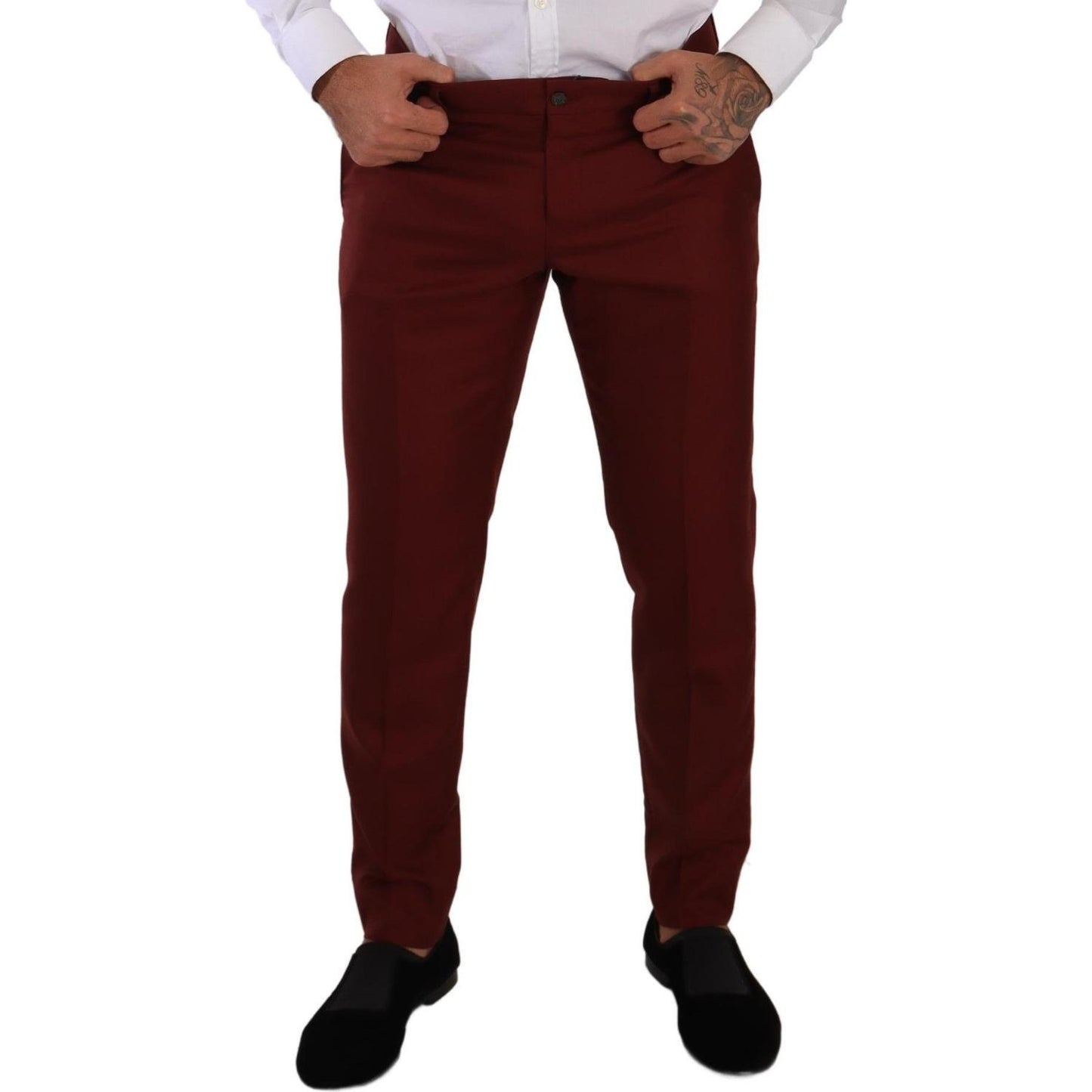 Dolce & Gabbana Red Cashmere Silk Dress Men Trouser Pants