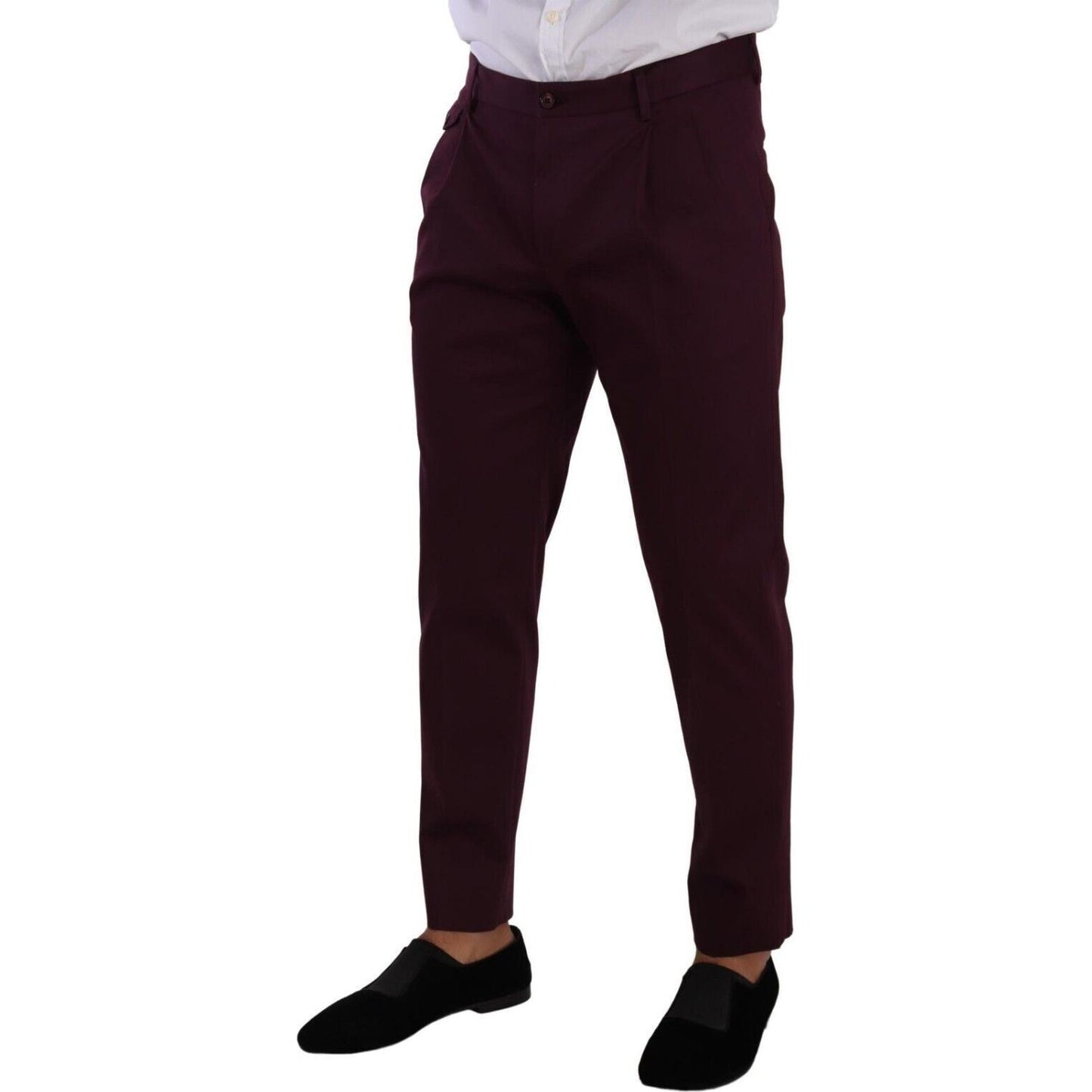 Dolce & Gabbana Purple Cotton Tapered Chinos Dress Pants