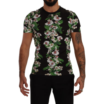 Dolce & Gabbana Black Floral Print Crewneck T-shirt