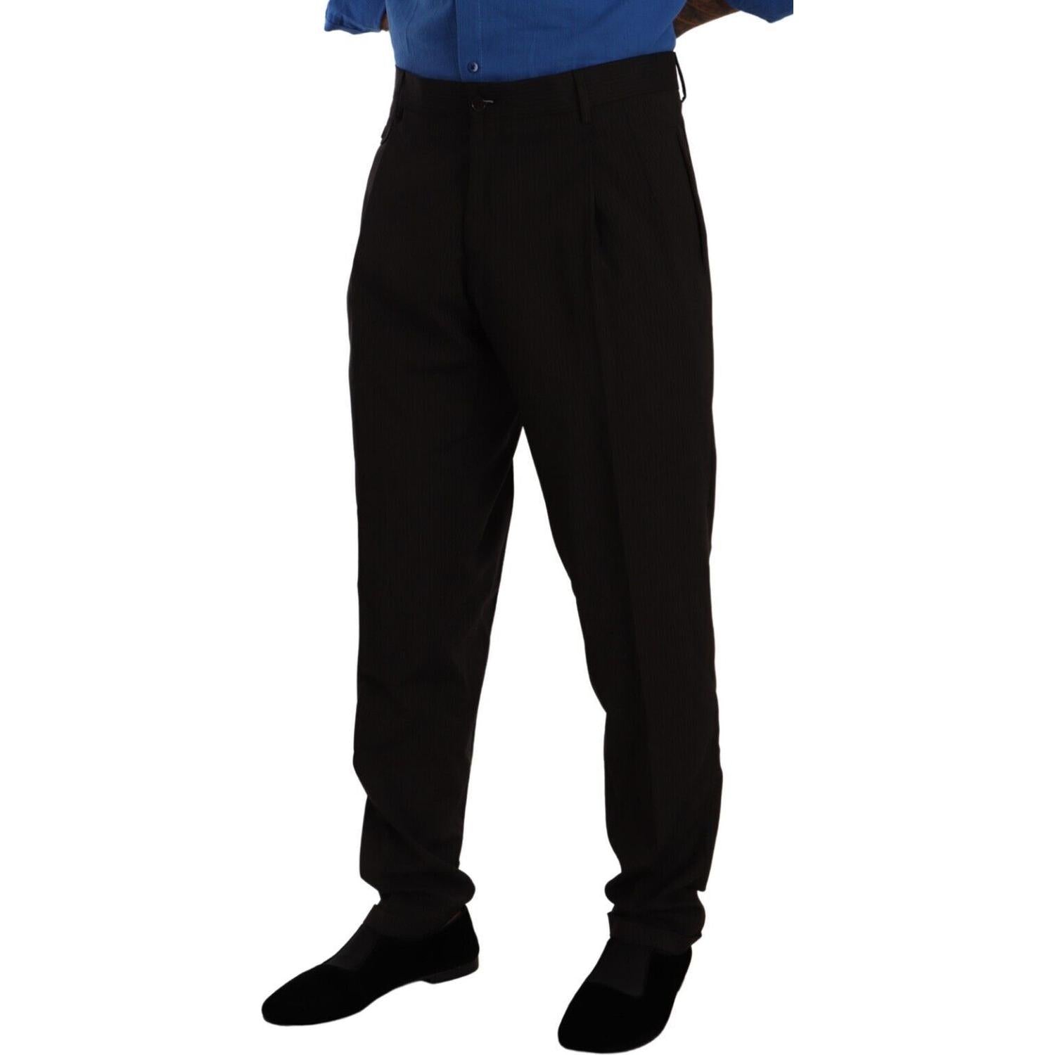 بنطلون رسمي أنيق من الصوف باللون البني المخطط من دولتشي آند غابانا