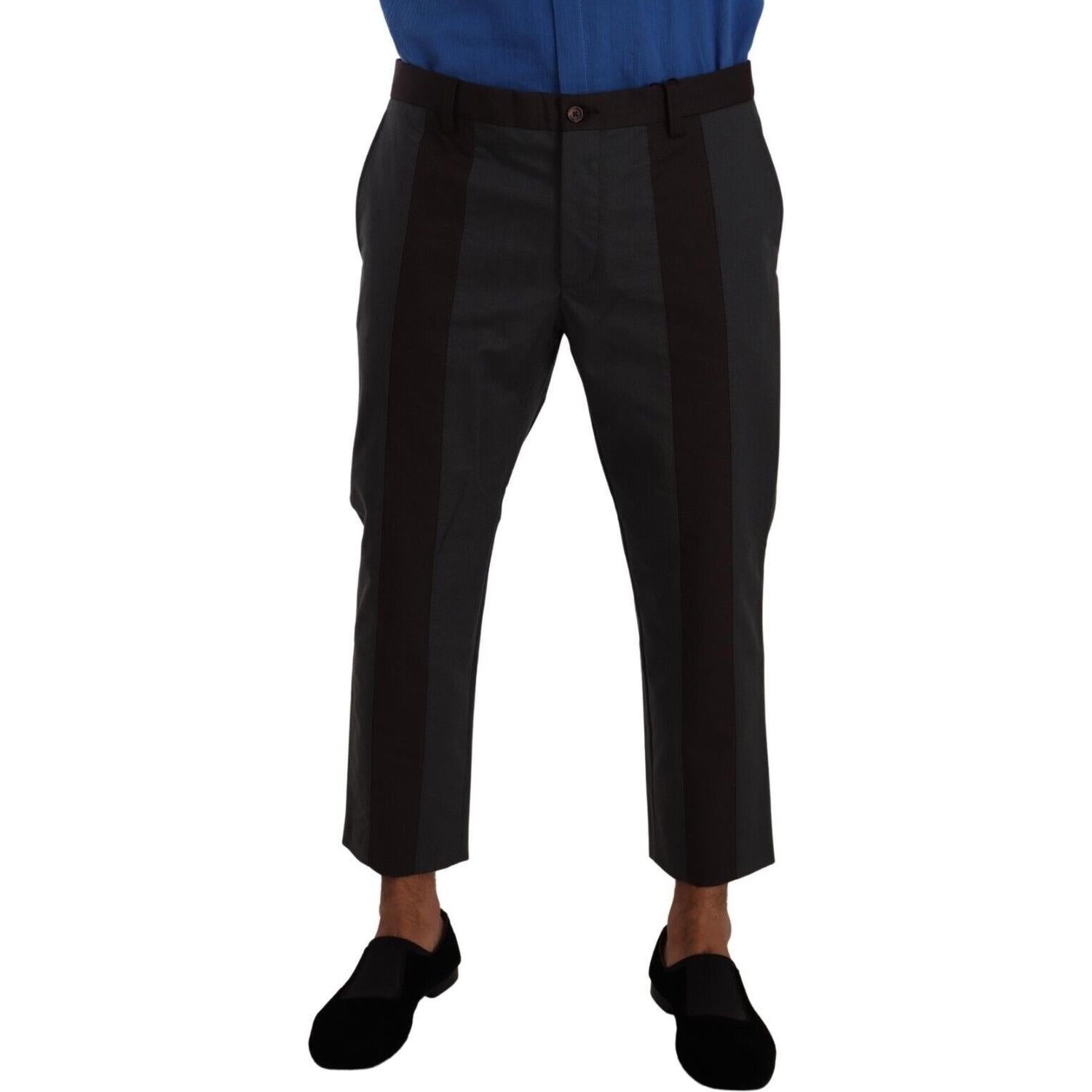 بنطلون قصير أنيق من دولتشي آند غابانا باللونين الرمادي والبورجوندي