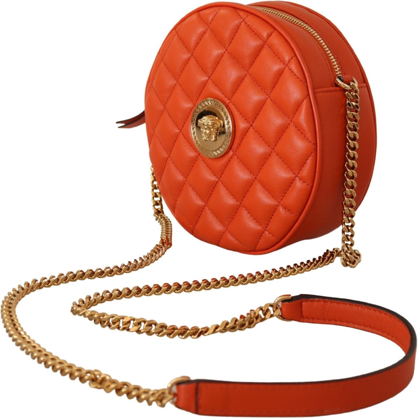 Versace Red Nappa Leather Medusa Round Crossbody Bag