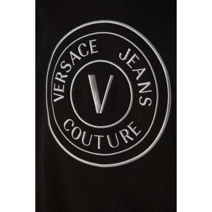 Versace Jeans Black Cotton Logo Details Hooded Sweatshirt MAN SWEATERS