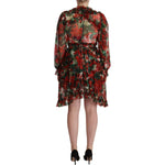 Dolce & Gabbana Multicolor Red Floral Silk Long Maxi Dress