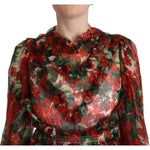 Dolce & Gabbana Multicolor Red Floral Silk Long Maxi Dress