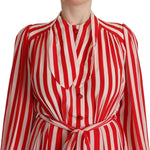 Dolce & Gabbana White Red Silk A-Line Shift Gown Dress