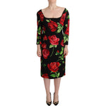 Dolce & Gabbana Elegant Floral Print Silk Sheath Dress Dolce & Gabbana Rosy Brown
