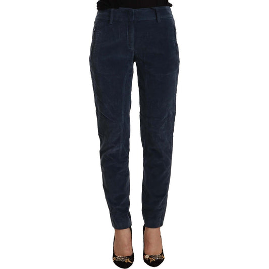 Peserico Elegant Tapered Cotton Blend Pants Peserico Dark Slate Gray