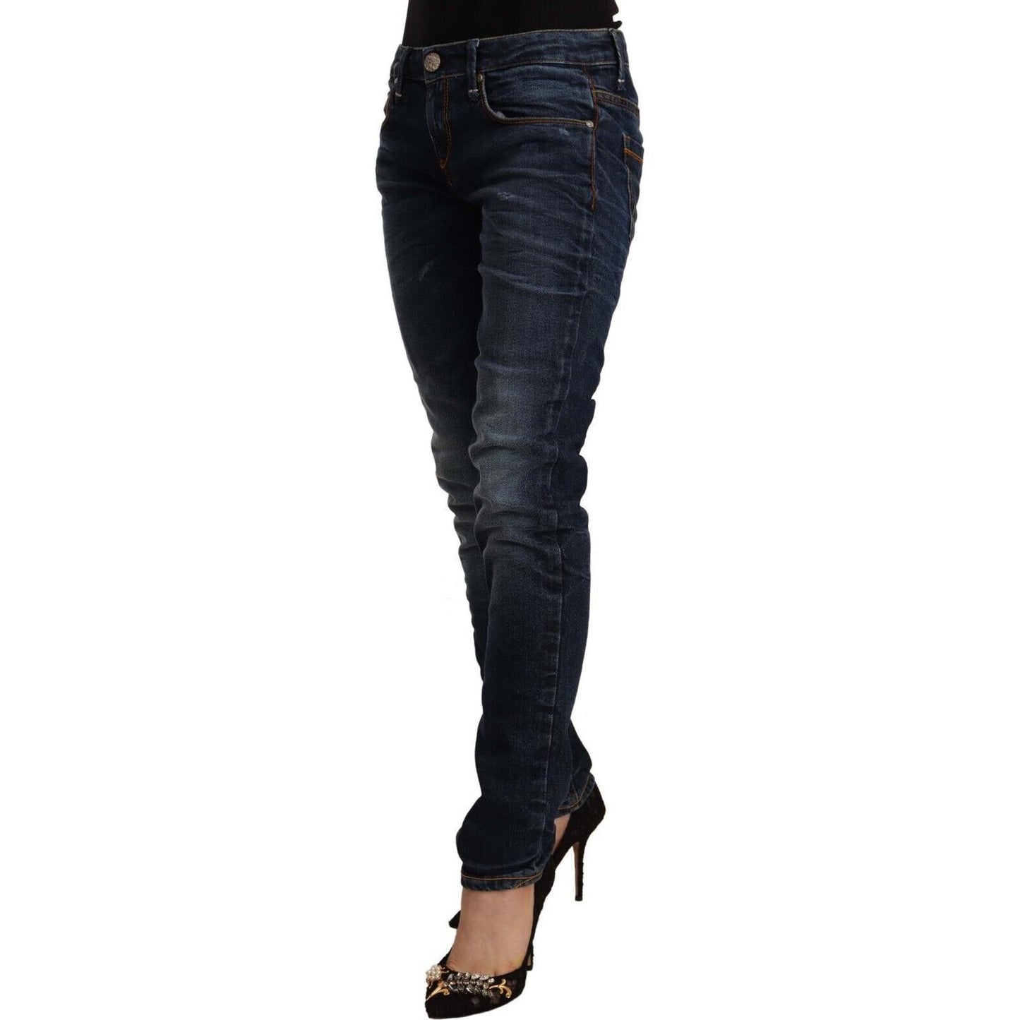 Acht Blue Washed Cotton Mid Waist Skinny Denim Jeans PAN71230 - 26