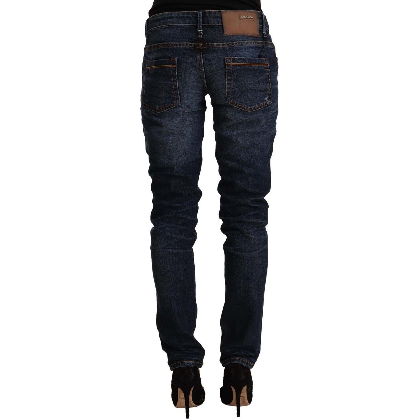 Acht Blue Washed Cotton Mid Waist Skinny Denim Jeans PAN71230 - 26