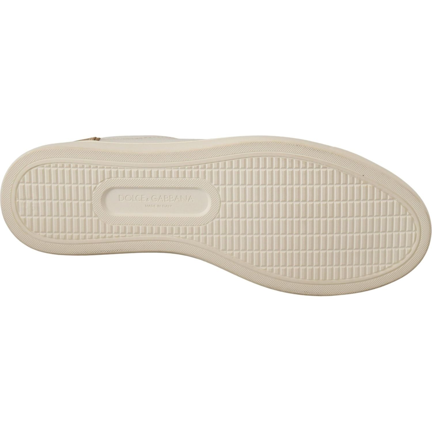 حذاء رياضي أنيق من الجلد باللون الأبيض من دولتشي آند غابانا مع لمسات ذهبية