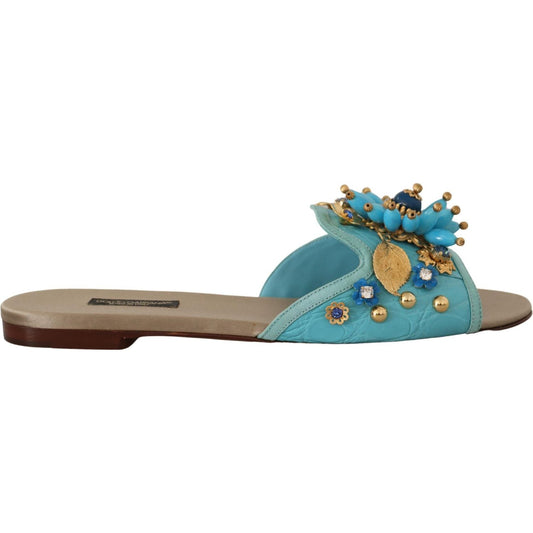 Dolce & Gabbana Exquisite Crystal-Embellished Exotic Leather Sandals Dolce & Gabbana Slate Gray