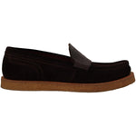 Dolce & Gabbana Brown Suede Leather Slip On Flats Moccasin Shoes MV4475 - 44