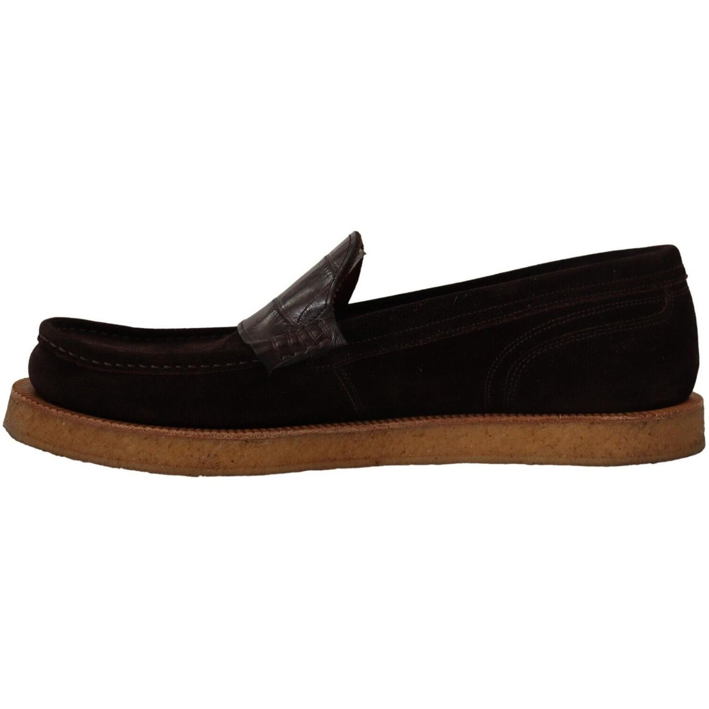 Dolce & Gabbana Brown Suede Leather Slip On Flats Moccasin Shoes MV4475 - 44