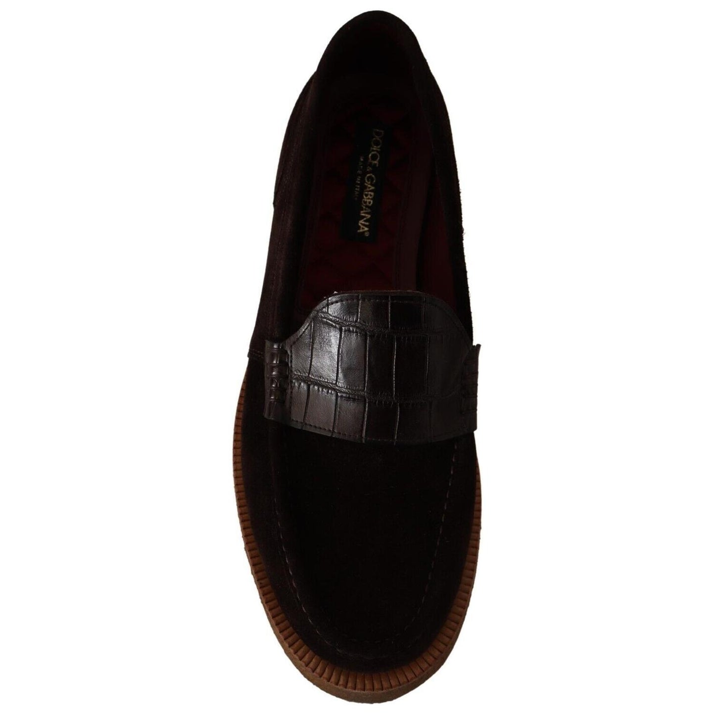 Dolce & Gabbana Brown Suede Leather Slip On Flats Moccasin Shoes MV4475 - 44