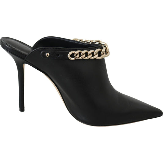 Jimmy Choo Elegant Black Gold Leather Pumps Jimmy Choo Black