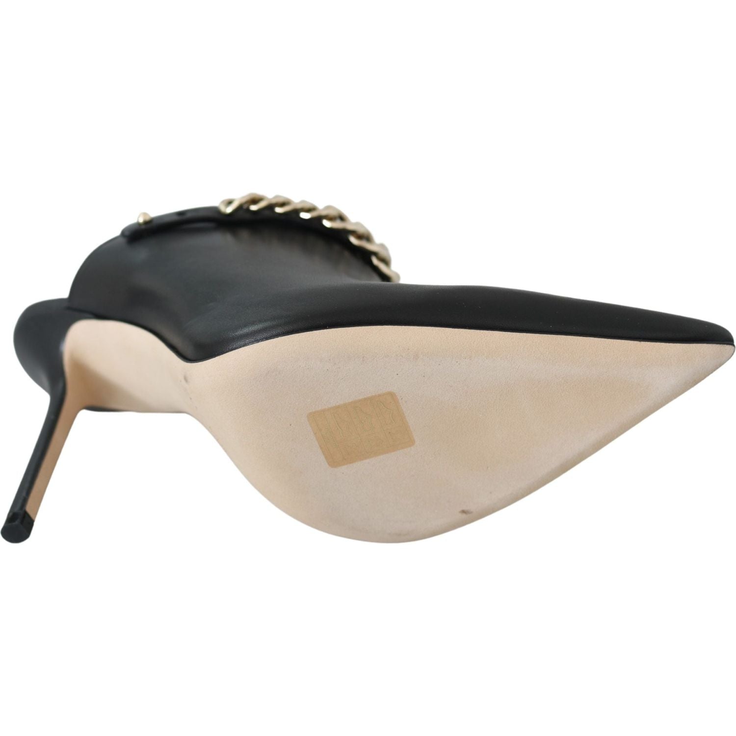 حذاء جيمي تشو الأنيق المصنوع من الجلد باللون الأسود والذهبي